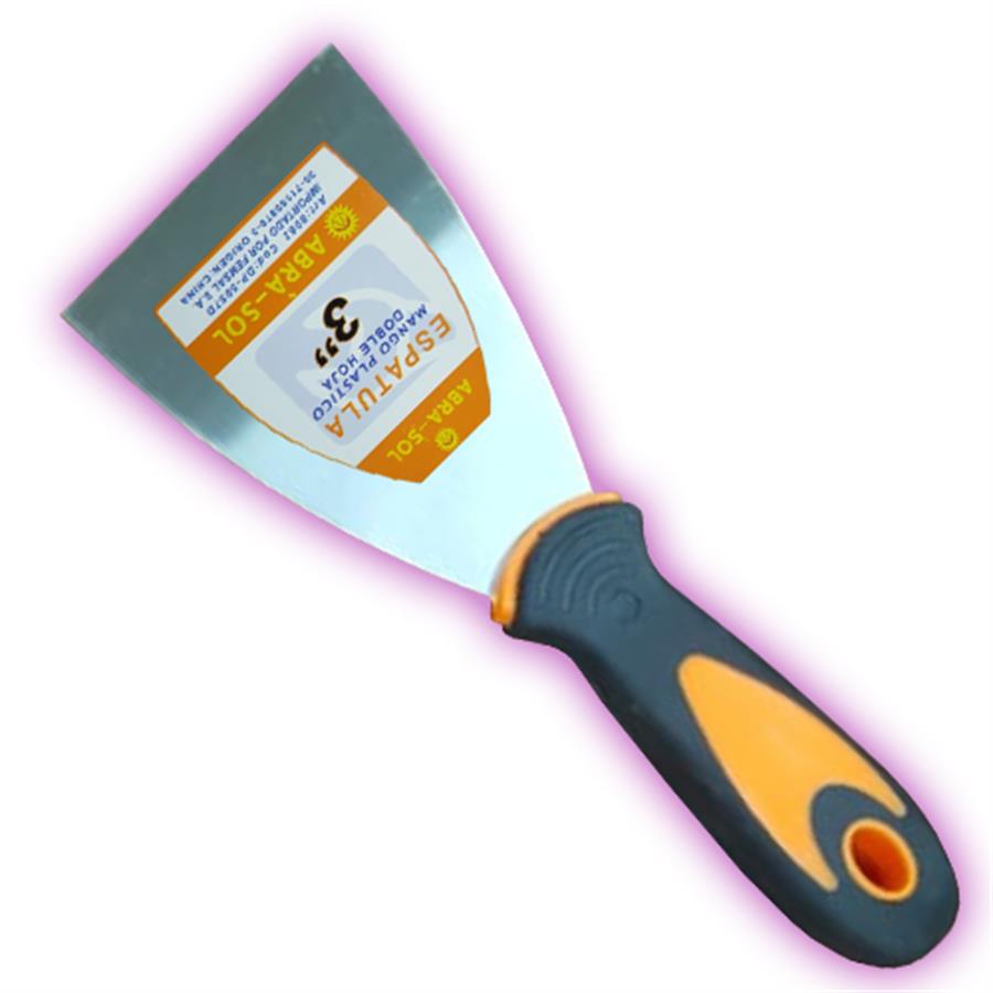 ESPATULA 3" LAMINA DE ACERO MANGO PLASTICO Y GOMA